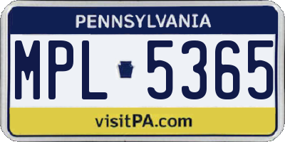 PA license plate MPL5365