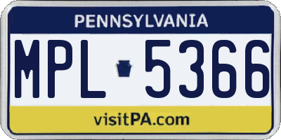 PA license plate MPL5366