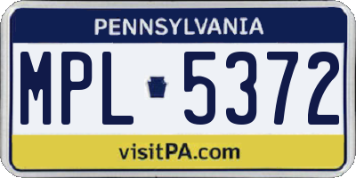 PA license plate MPL5372