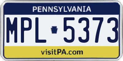 PA license plate MPL5373