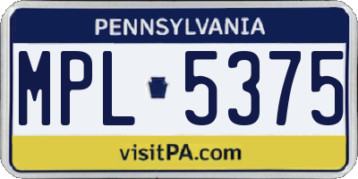 PA license plate MPL5375