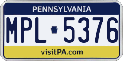 PA license plate MPL5376