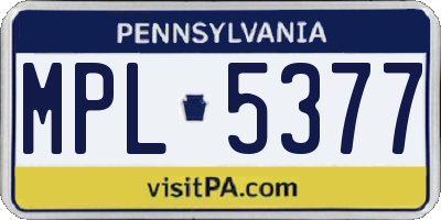 PA license plate MPL5377