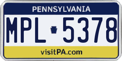 PA license plate MPL5378