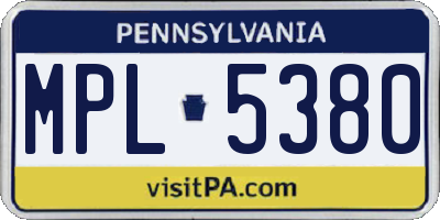 PA license plate MPL5380