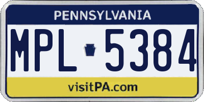 PA license plate MPL5384