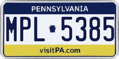PA license plate MPL5385