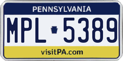 PA license plate MPL5389