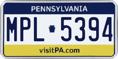 PA license plate MPL5394