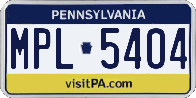 PA license plate MPL5404