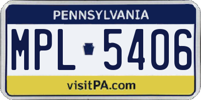 PA license plate MPL5406