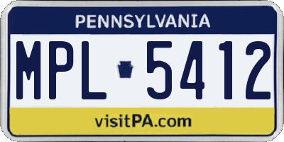 PA license plate MPL5412