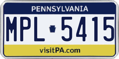 PA license plate MPL5415