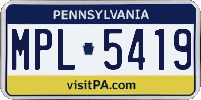PA license plate MPL5419