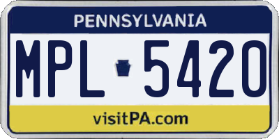 PA license plate MPL5420