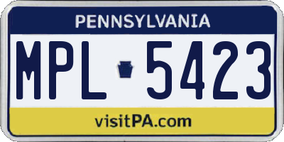 PA license plate MPL5423