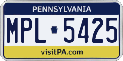 PA license plate MPL5425