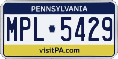 PA license plate MPL5429