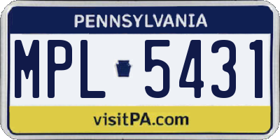 PA license plate MPL5431