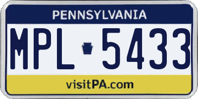PA license plate MPL5433