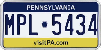 PA license plate MPL5434