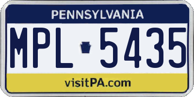 PA license plate MPL5435