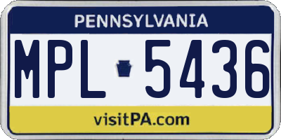 PA license plate MPL5436