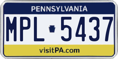 PA license plate MPL5437