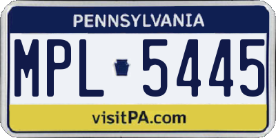 PA license plate MPL5445