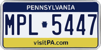 PA license plate MPL5447