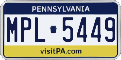 PA license plate MPL5449