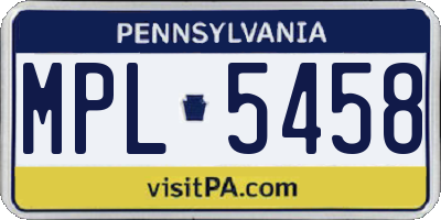 PA license plate MPL5458