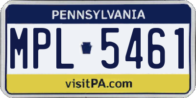 PA license plate MPL5461