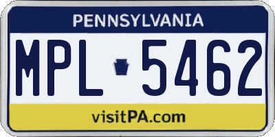 PA license plate MPL5462