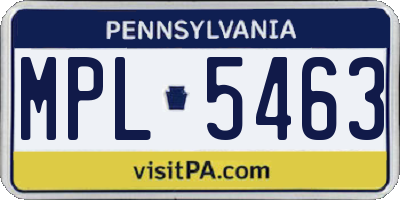 PA license plate MPL5463