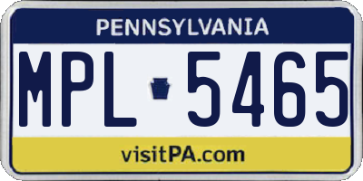 PA license plate MPL5465