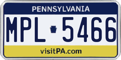 PA license plate MPL5466