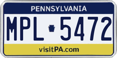 PA license plate MPL5472