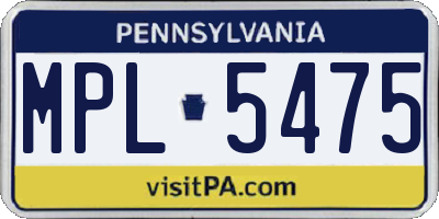 PA license plate MPL5475