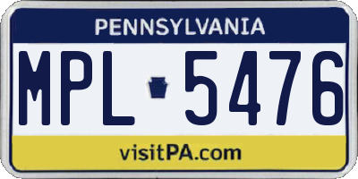 PA license plate MPL5476