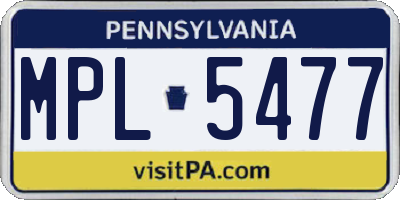 PA license plate MPL5477