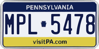 PA license plate MPL5478