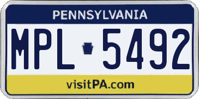 PA license plate MPL5492