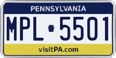 PA license plate MPL5501