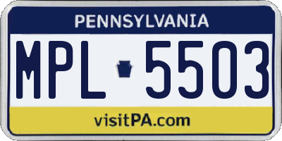 PA license plate MPL5503