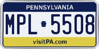 PA license plate MPL5508