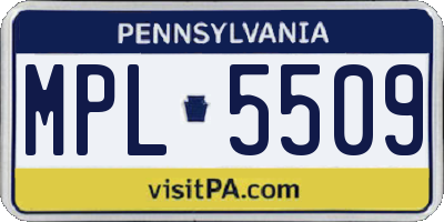 PA license plate MPL5509