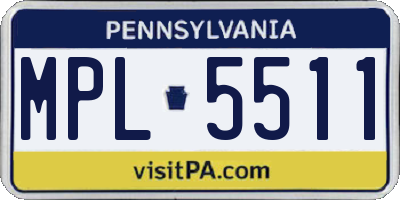 PA license plate MPL5511