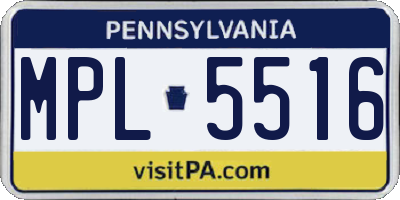 PA license plate MPL5516