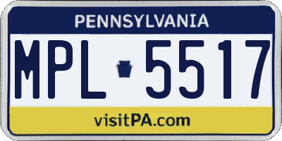 PA license plate MPL5517